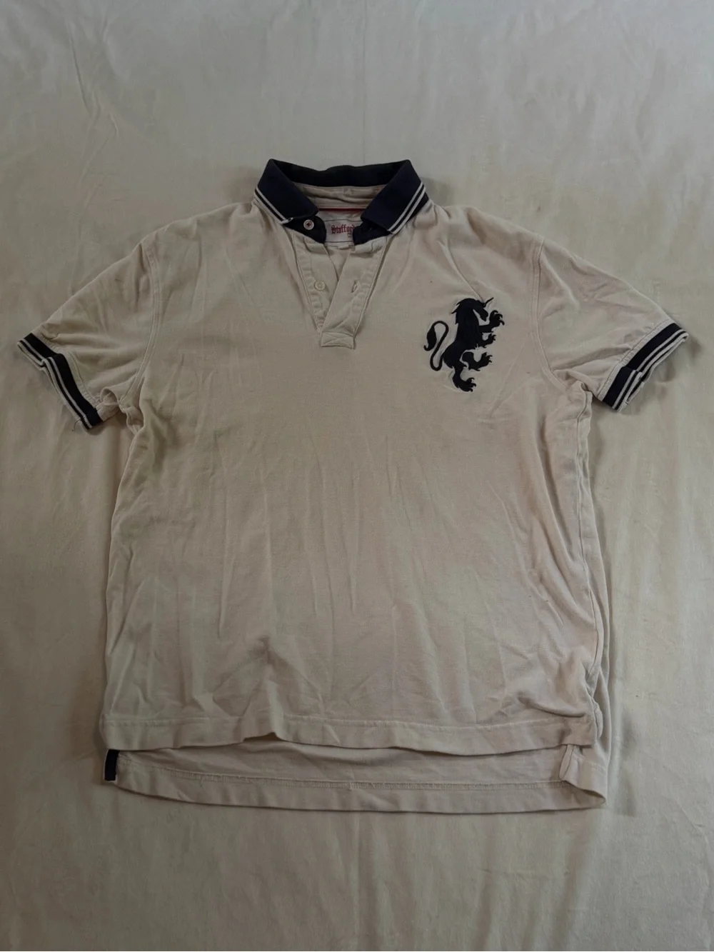 Stafford White Polo with Navy details